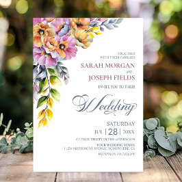 Pink and Orange Floral Wedding Einladung