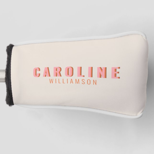 Pink and Orange Retro Typography Creative Modern Golf Headcover (Vorderseite)