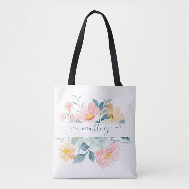 Pink and orange watercolor floral personalized (Vorderseite)