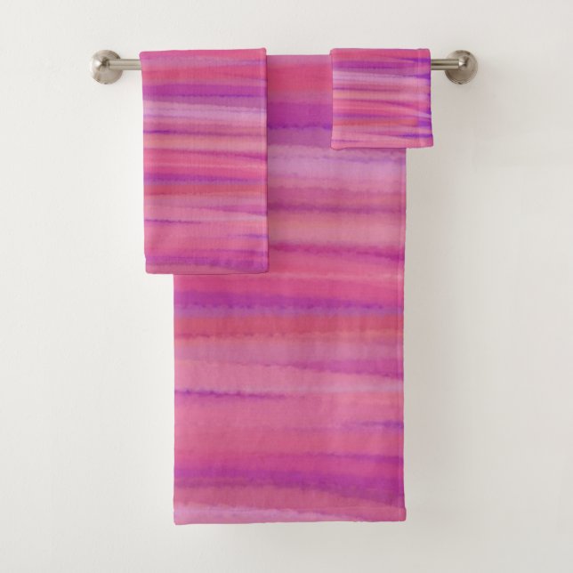 Pink and Purple Brushstrokes  Badhandtuch Set (Insitu)