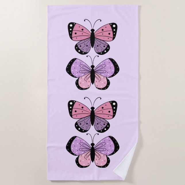 Pink and Purple Butterfly  Strandtuch (Vorderseite)