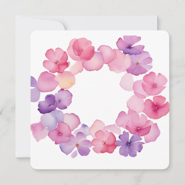 Pink and Purple Floral Wreath PNG Frame Einladung (Vorderseite)