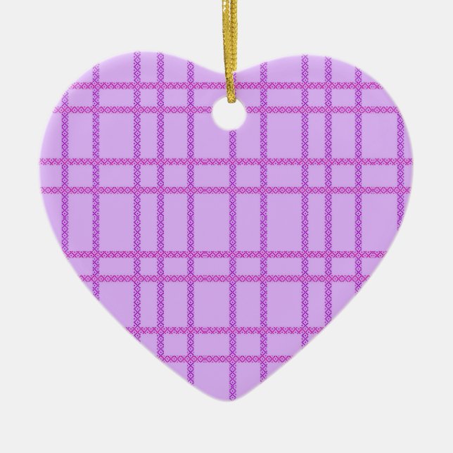 Pink and purple flower checkered pattern keramik ornament (Vorne)