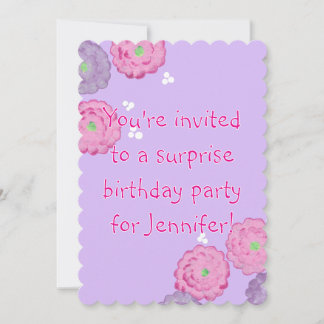 Pink and Purple Flowers Birthday Invitation Cards Einladung