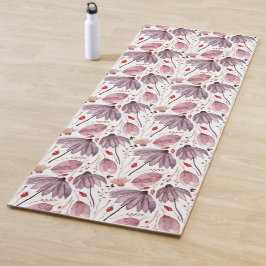 Pink And Purple Flowers Floral Pattern Yogamat Yogamatte