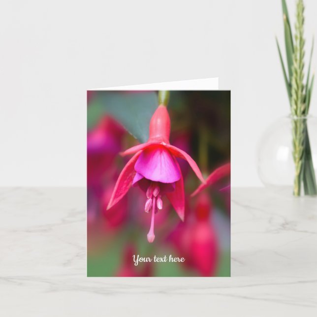 Pink and Purple Fuchsia Folded Greeting Card Dankeskarte (Vorderseite)
