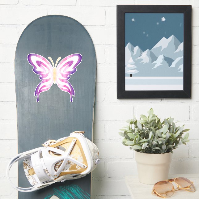 Pink and Purple Galaxy Butterfly Sticker (Snowboard)
