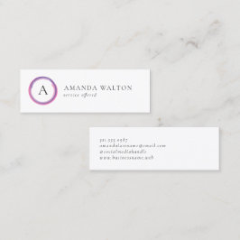 Pink and Purple Monogram Modern Mini Visitenkarte