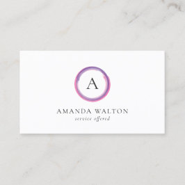 Pink and Purple Monogram Modern Visitenkarte