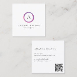 Pink and Purple Monogram QR Code Modern Quadratische Visitenkarte
