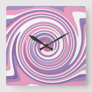 Pink and purple swirl pattern quadratische wanduhr