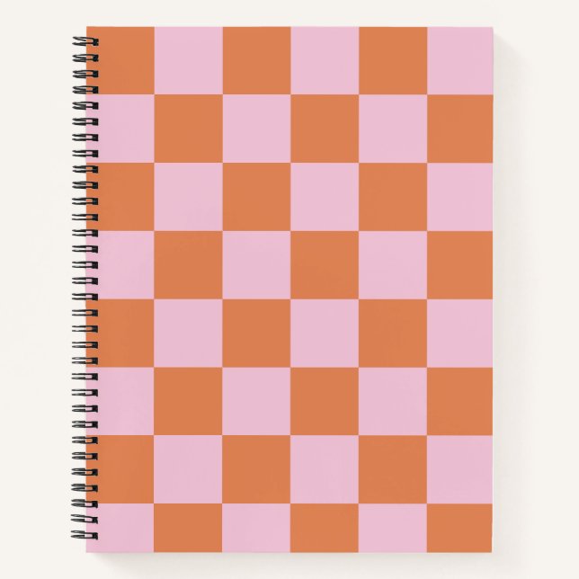 Pink and Red Checkered Spiral Notebook Notizbuch (Vorderseite)