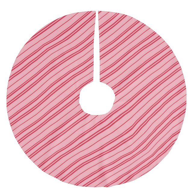 Pink and Red Christmas Candy Cane Stripes  Polyester Weihnachtsbaumdecke (Vorderseite)
