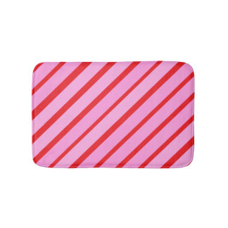 Pink and Red Diagonal Stripes Badematte