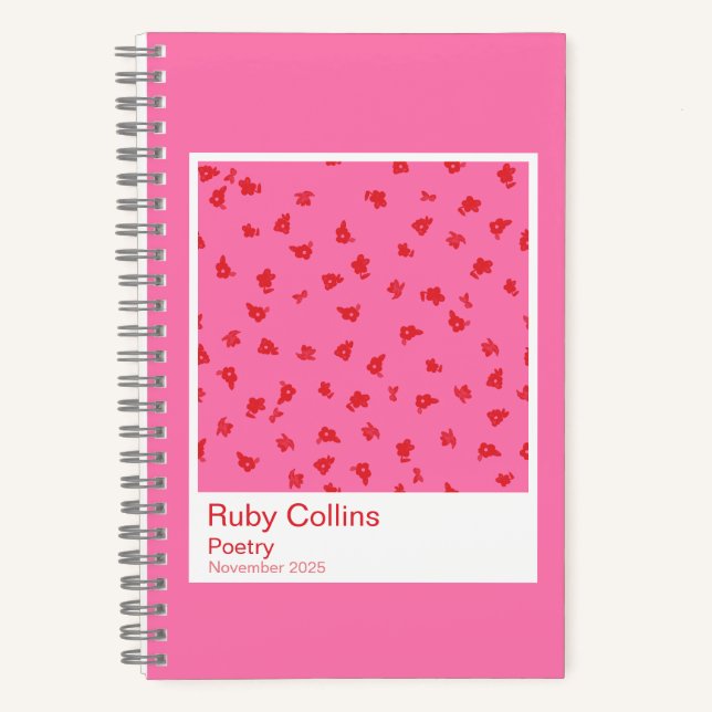 Pink and Red Floral Aesthetic Notebook Notizbuch (Vorderseite)