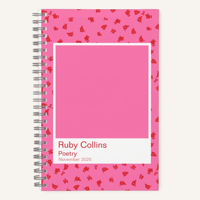Pink and Red Floral Aesthetic Notebook Notizbuch (Vorderseite)
