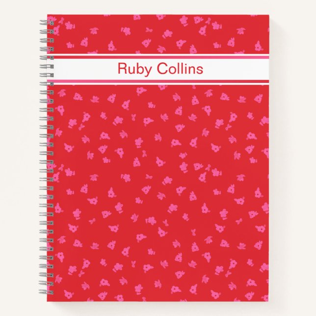 Pink and Red Floral Spiral Notebook Notizbuch (Vorderseite)
