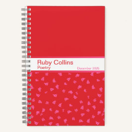 Pink and Red Floral Split Pattern Notebook Notizbuch
