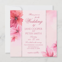 Pink and red flowers floral Wedding Invitation Einladung