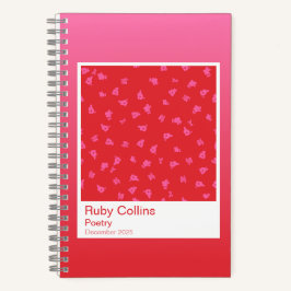 Pink and Red Gradient Floral Aesthetic Notebook Notizbuch