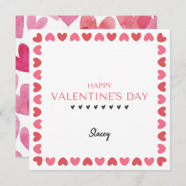 Pink and Red Heart Square Valentine Card