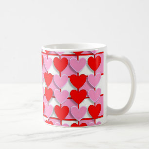 Pink and Red Hearts Tasse