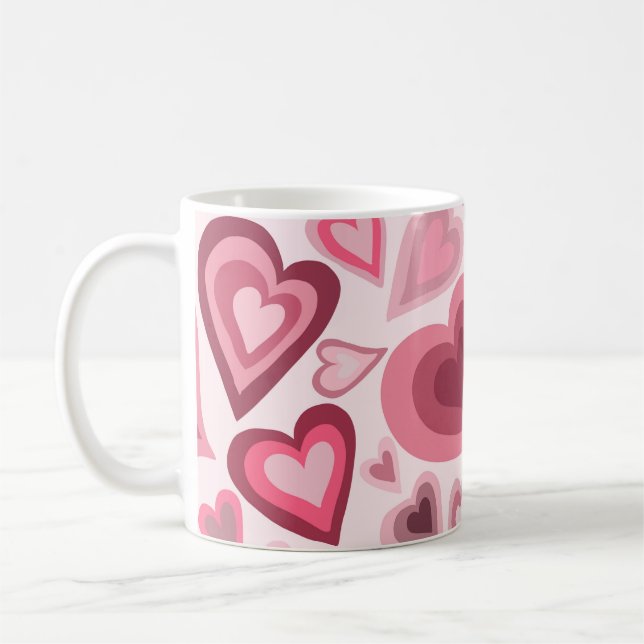 Pink and Red Layered Heart Pattern Kaffeetasse (Links)