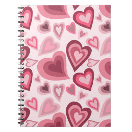 Pink and Red Layered Heart Pattern Notizblock