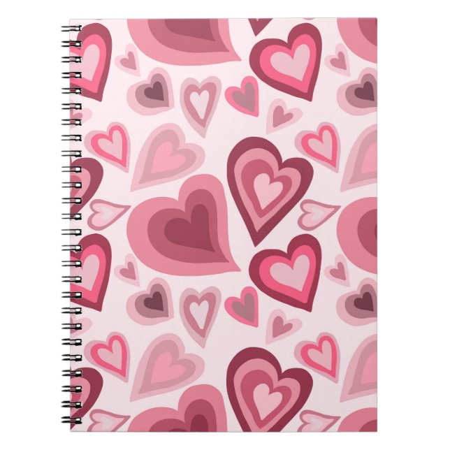Pink and Red Layered Heart Pattern Notizblock (Vorderseite)