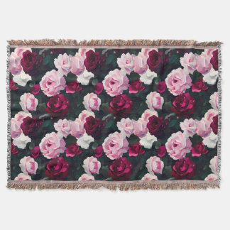 Pink and Red Painted Roses Decke