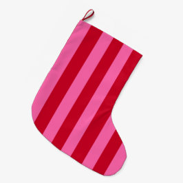 Pink and Red Peppermint Stripes Großer Weihnachtsstrumpf