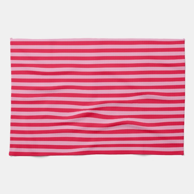 Pink and Red Striped Kitchen Towel Geschirrtuch (Horizontal)