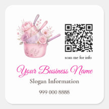 Pink and Roses Catering Geschäft QR-Code Aufkleber