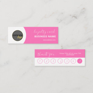 PINK AND WHITE BUSINESS LOGO 7 BESUCHEN LOYALTY CA MINI VISITENKARTE