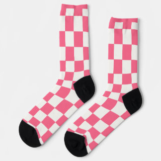 Pink and White Checkered Pattern  Socken