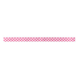 Pink and White Checkered Print Satinband