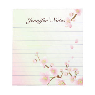 Pink And White Cherry Blossom Nature Monogram Notizblock