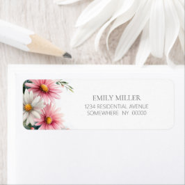 Pink and White Daisies Return Address Label