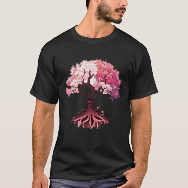 pink and white flowers cherry blossom tree of life T-Shirt (Vorderseite)