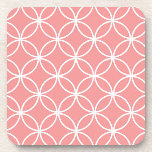 Pink and White Geometric Design Overlapping Circle Getränkeuntersetzer