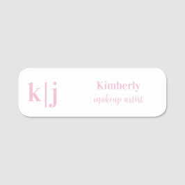 Pink and white Makeup Artist Employee Name Badge Namensschild