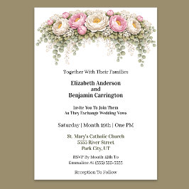 Pink and White Peony Wedding Einladung