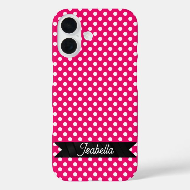 Pink and White Polka dots Case-Mate iPhone Hülle (Rückseite)