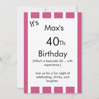 Pink and White Striped Birthday Invitation – Einladung