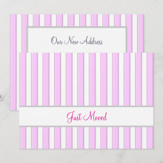Pink and White Stripes Editable New Address Ankündigung
