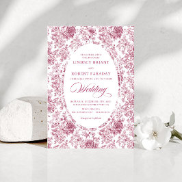 Pink and White Toile Roses Wedding Invitation Einladung