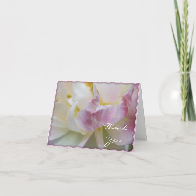 Pink and White Tulip Flower Blossom Thank You Dankeskarte (Vorderseite)