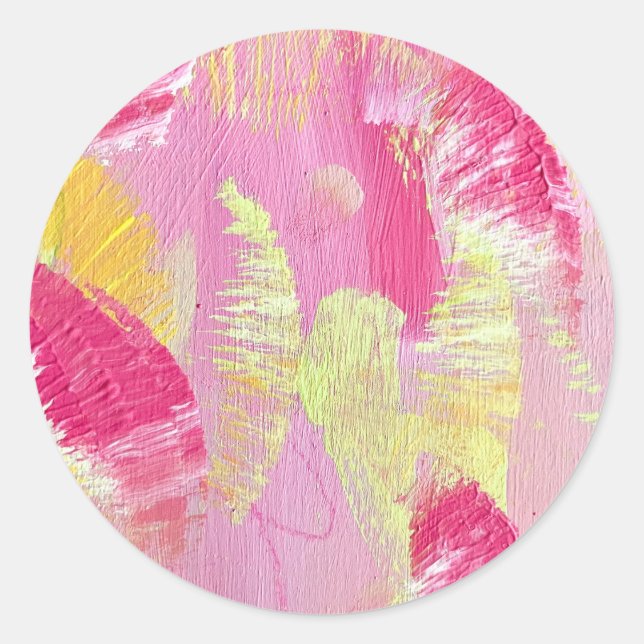 Pink and Yellow Abstract Art Sticker (Vorderseite)
