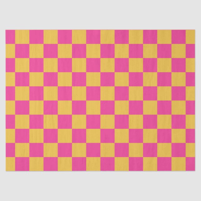 Pink and Yellow Checkerboard Seidenpapier (Vorderseite)