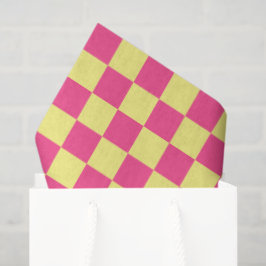 Pink and Yellow Checkered Print Seidenpapier